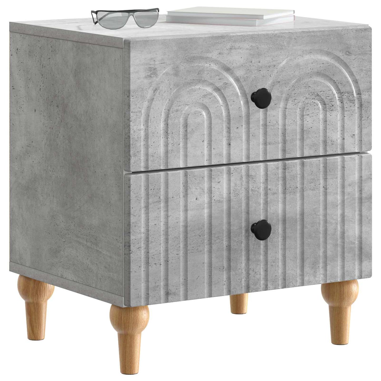Nattduksbord 2 pcs Betonggrå 43 x 34,5 x 48 cm Konstruerat trä