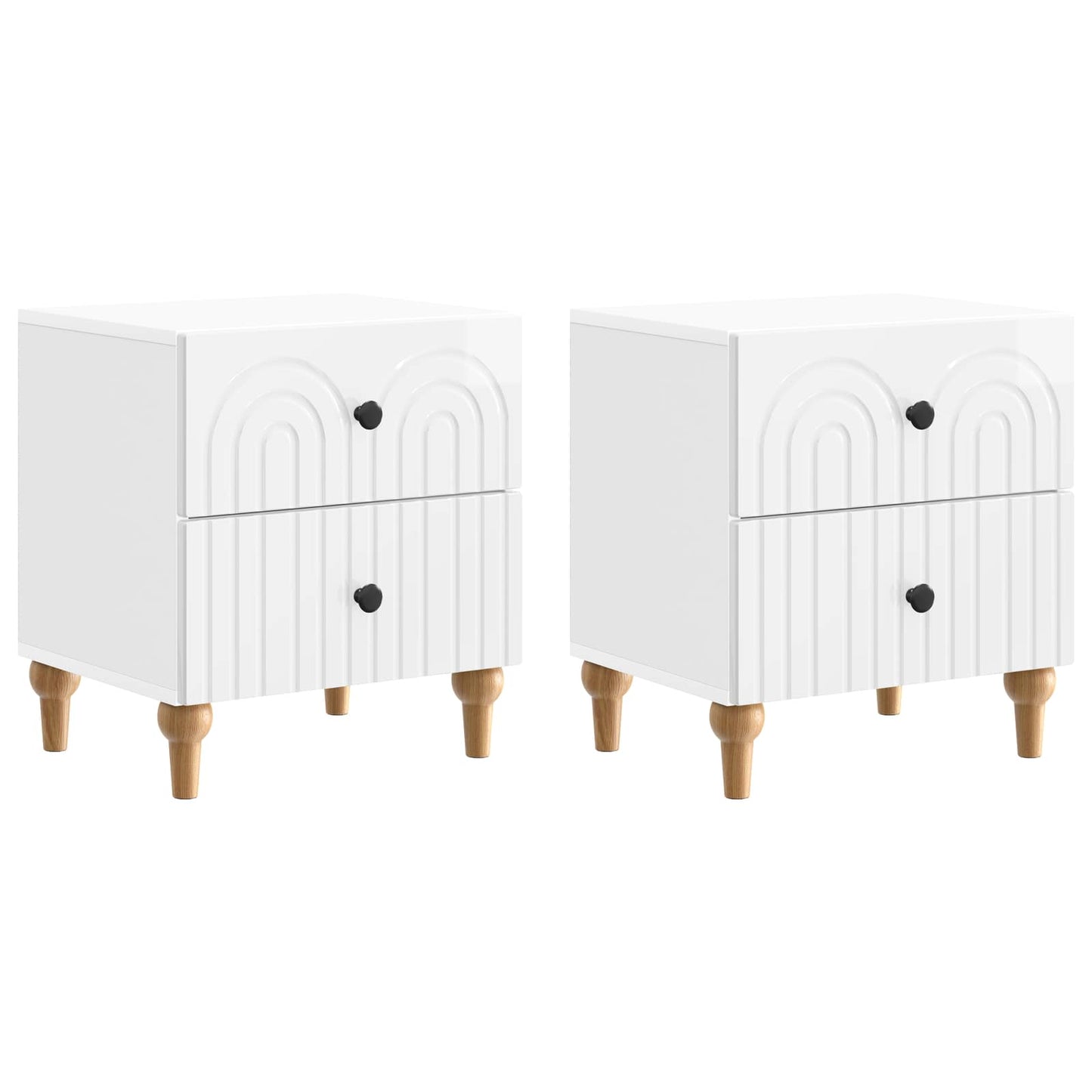 Nattduksbord med låda 2 pcs Vit högglans 43 x 34,5 x 48 cm