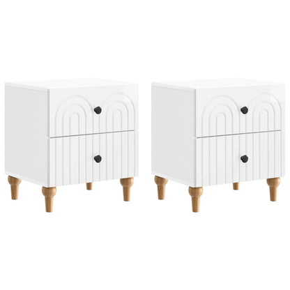 Nattduksbord med låda 2 pcs Vit högglans 43 x 34,5 x 48 cm