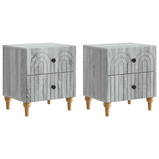 Nattduksbord med låda 2 pcs Grå sonoma-ek 43 x 34,5 x 48 cm