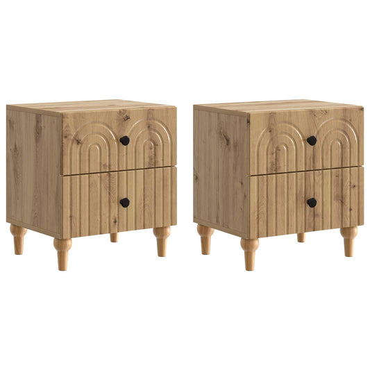 Nattduksbord 2 pcs Artisan-ek 43 x 34,5 x 48 cm Konstruerat trä