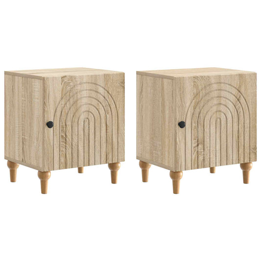 Nattduksbord 2 pcs Sonoma-ek 43 x 34,5 x 50 cm Konstruerat trä
