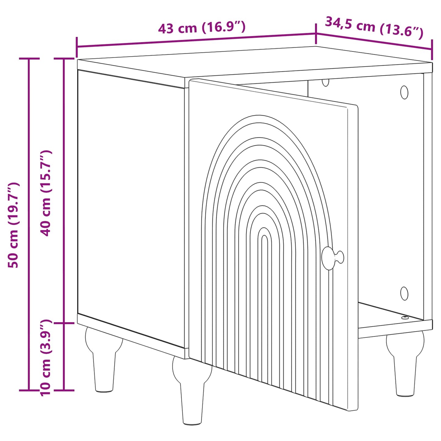 Nattduksbord 2 pcs Betonggrå 43 x 34,5 x 50 cm Konstruerat trä