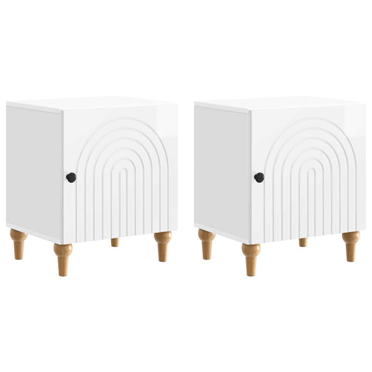Nattduksbord 2 pcs Vit högglans 43 x 34,5 x 50 cm