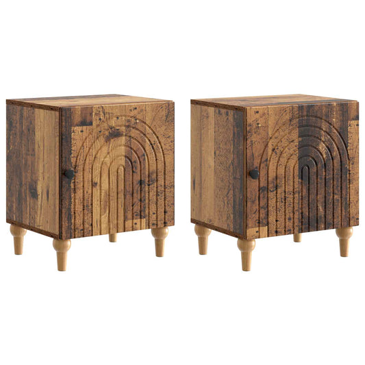 Nattduksbord 2 pcs Gammalt trä 43 x 34,5 x 50 cm
