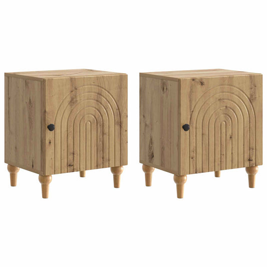 Nattduksbord 2 pcs Artisan-ek 43 x 34,5 x 50 cm Konstruerat trä