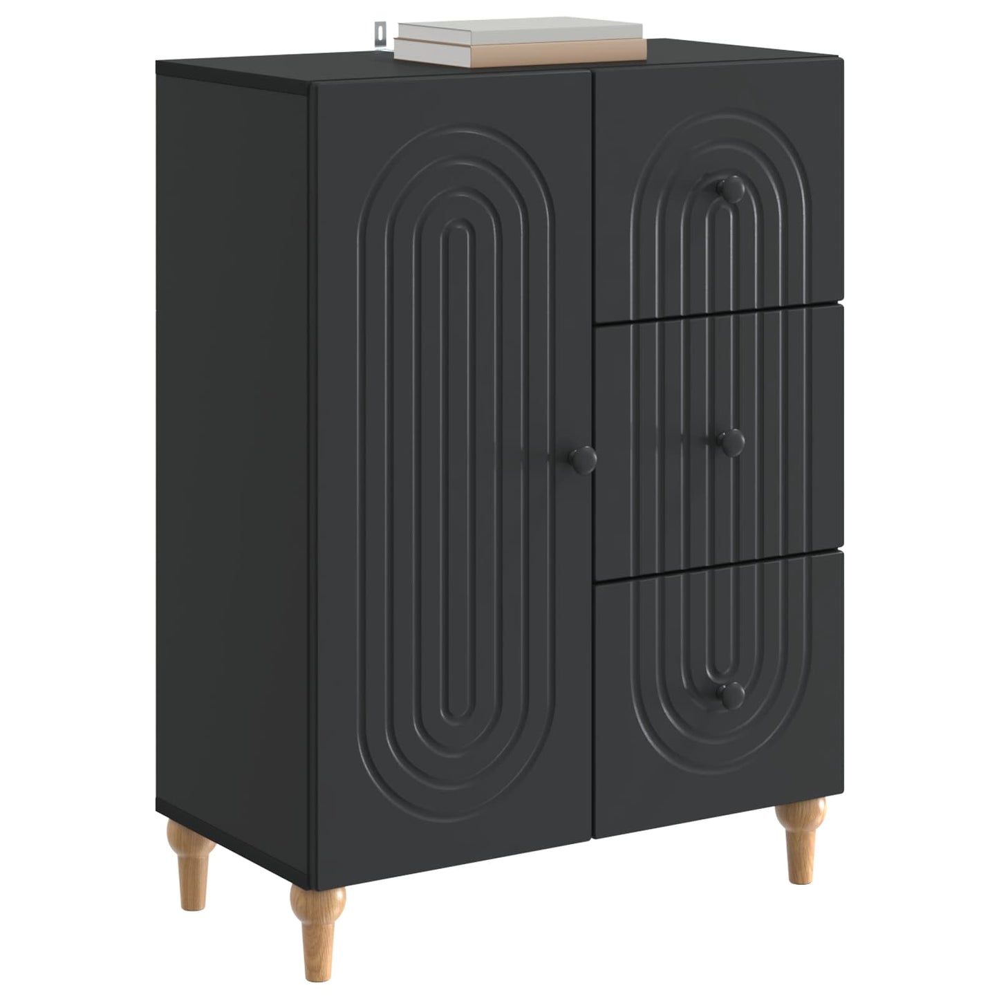 Sideboard med låda Svart 66 x 34,5 x 90 cm Konstruerat trä