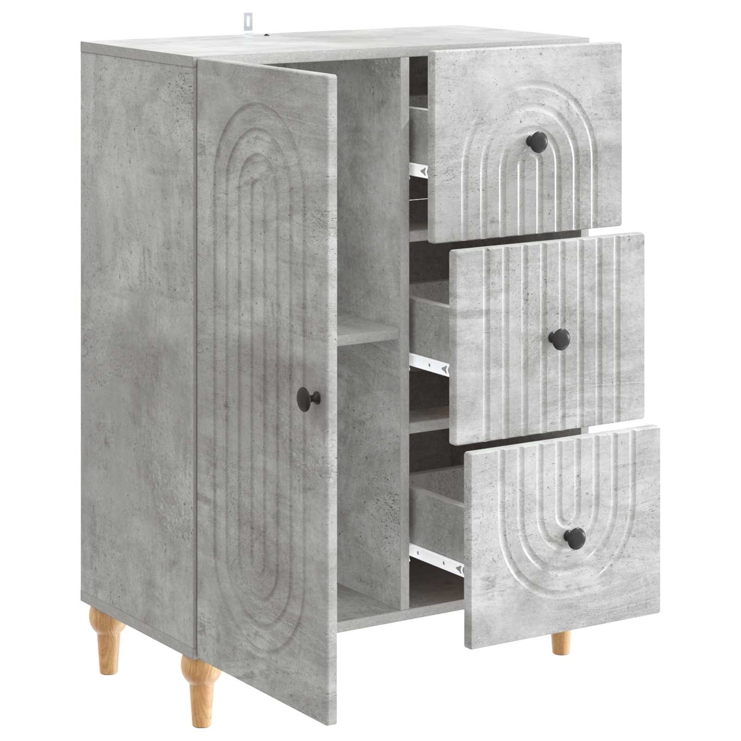 Sideboard med låda Betonggrå 66 x 34,5 x 90 cm Konstruerat trä