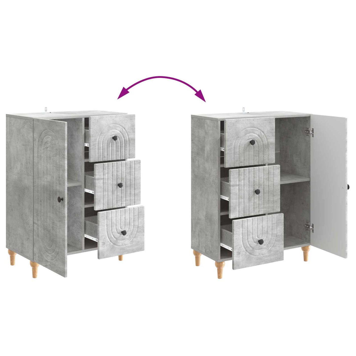 Sideboard med låda Betonggrå 66 x 34,5 x 90 cm Konstruerat trä