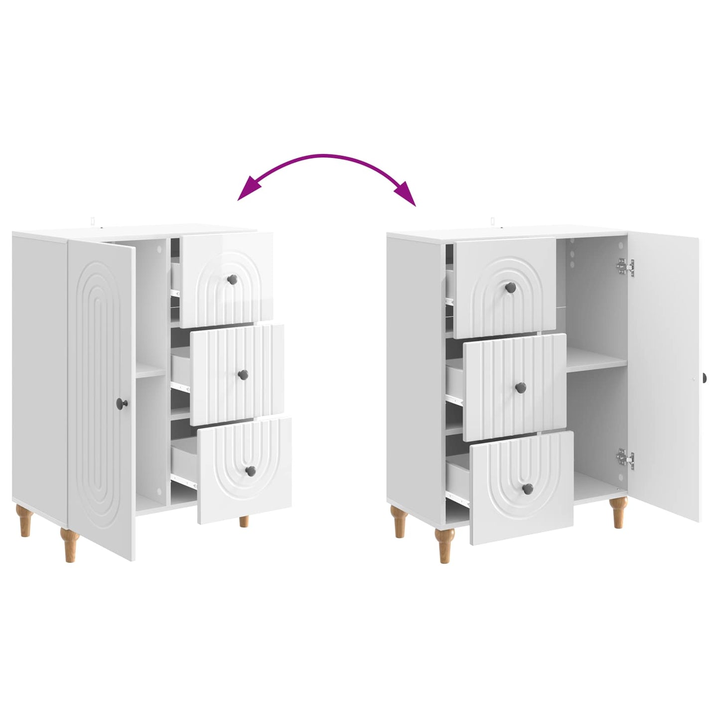 Sideboard Vit högglans 66 x 34,5 x 90 cm Konstruerat trä