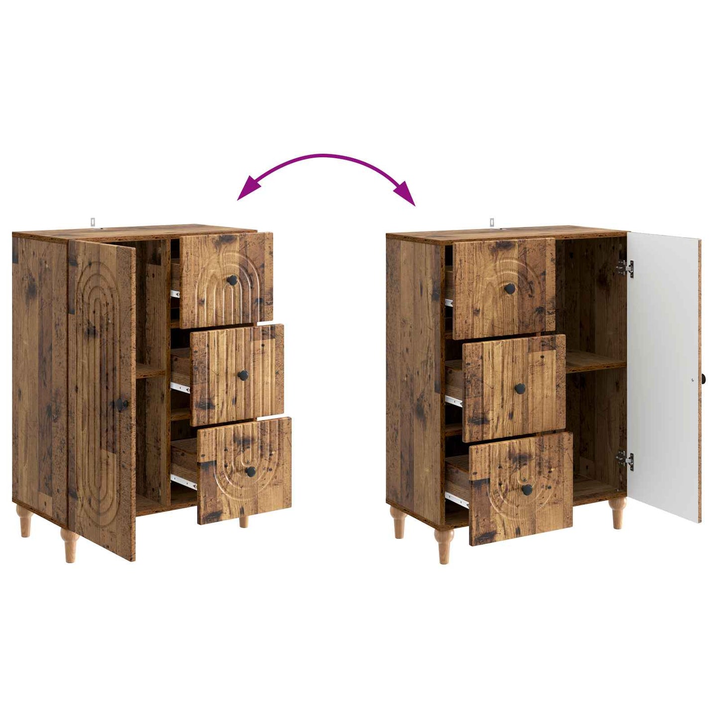 Sideboard Gammalt trä 66 x 34,5 x 90 cm Konstruerat trä