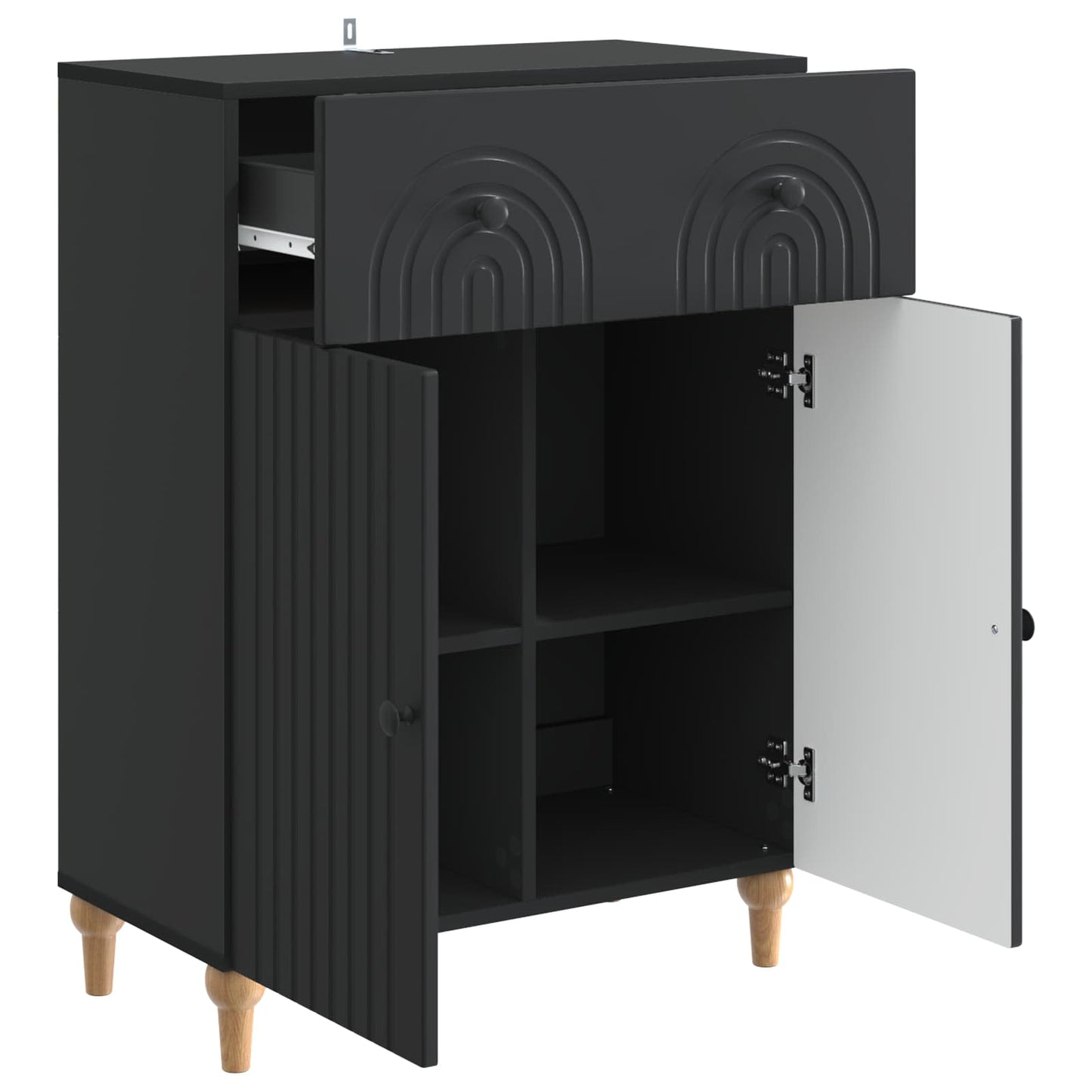Sideboard med låda Svart 66 x 34,5 x 90 cm Konstruerat trä