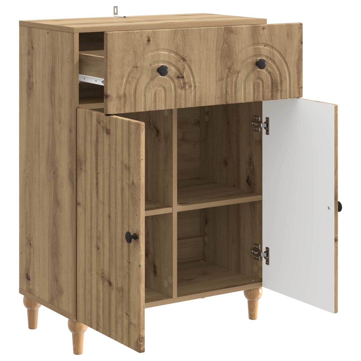 Sideboard med låda Artisan-ek 66 x 34,5 x 90 cm Konstruerat trä