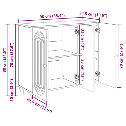 Sideboard Betonggrå 89 x 34,5 x 80 cm Konstruerat trä