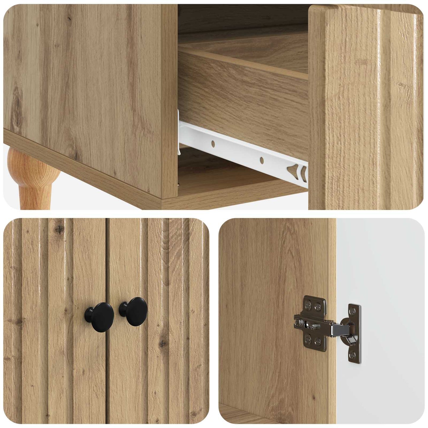 Sideboard med låda Artisan-ek 66 x 34,5 x 95 cm Konstruerat trä