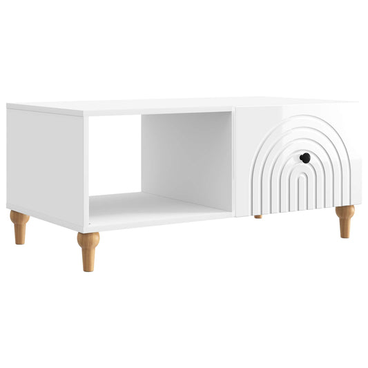 Kaffeebord Vit högglans 90 x 50 x 40 cm Konstruerat trä