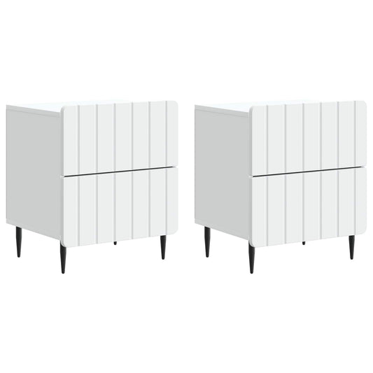 Nattduksbord 2 pcs Vit 43 x 34,5 x 49,5 cm Konstruerat trä