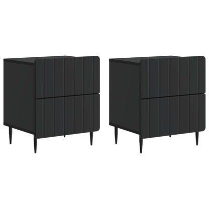 Nattduksbord 2 pcs Svart 43 x 34,5 x 49,5 cm Konstruerat trä