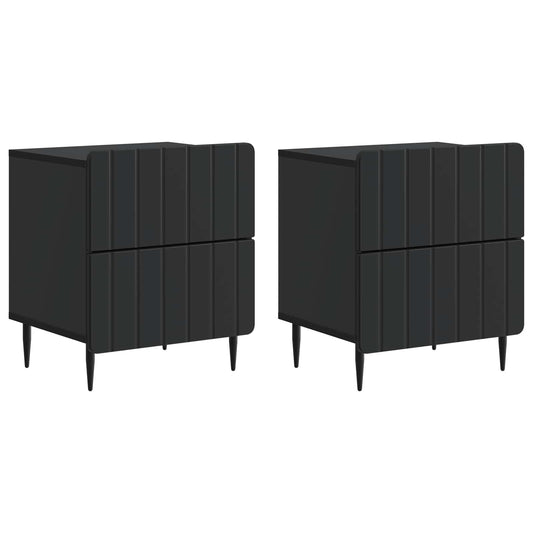 Nattduksbord 2 pcs Svart 43 x 34,5 x 49,5 cm Konstruerat trä