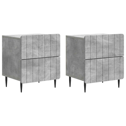 Nattduksbord med låda 2 pcs Betonggrå 43 x 34,5 x 49,5 cm