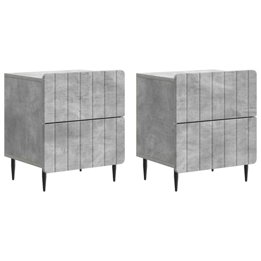 Nattduksbord med låda 2 pcs Betonggrå 43 x 34,5 x 49,5 cm