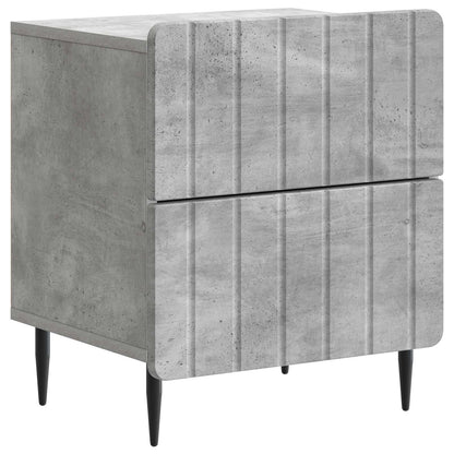 Nattduksbord med låda 2 pcs Betonggrå 43 x 34,5 x 49,5 cm