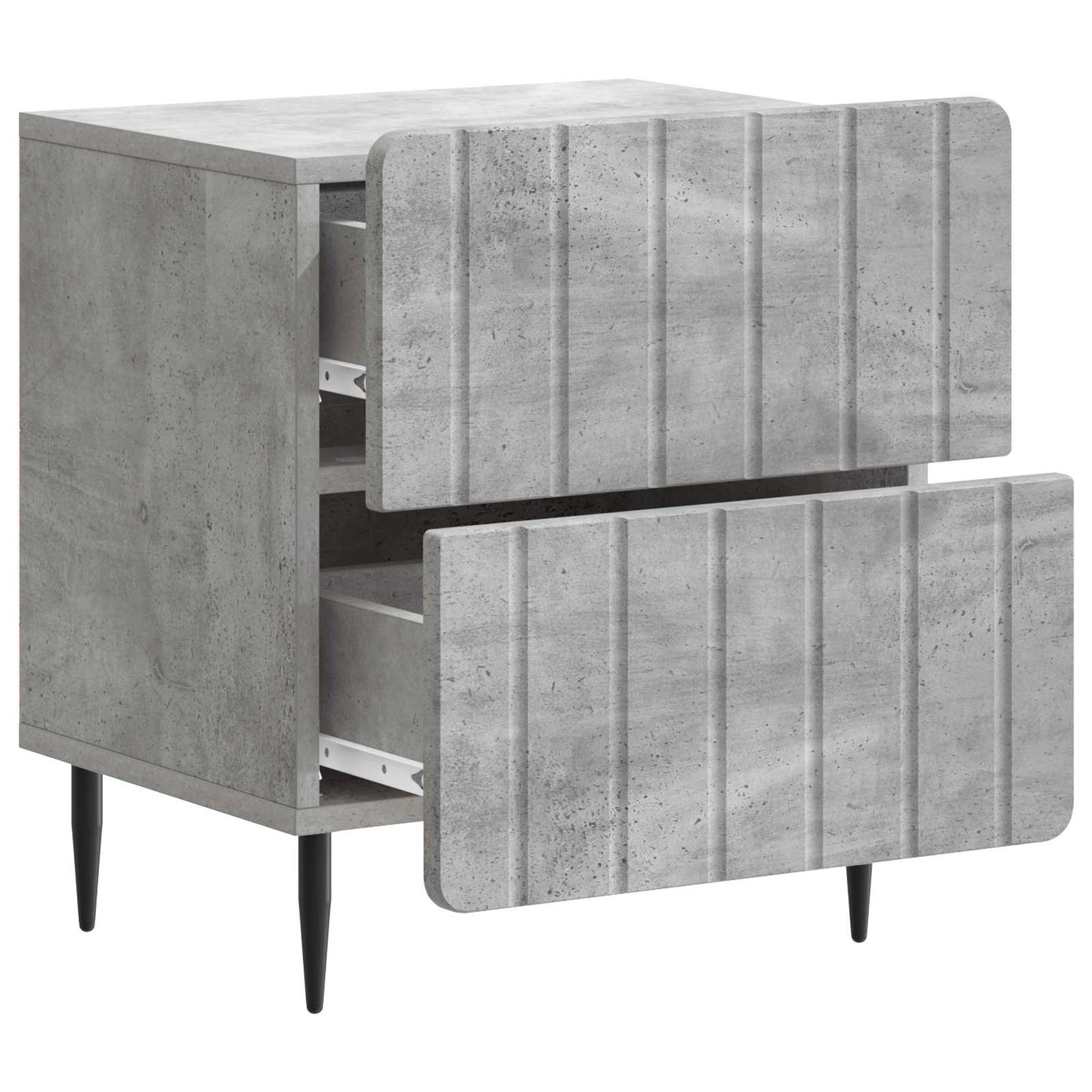 Nattduksbord med låda 2 pcs Betonggrå 43 x 34,5 x 49,5 cm