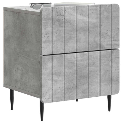 Nattduksbord med låda 2 pcs Betonggrå 43 x 34,5 x 49,5 cm