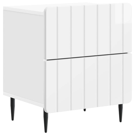 Nattduksbord Vit högglans 43 x 34,5 x 49,5 cm Konstruerat trä