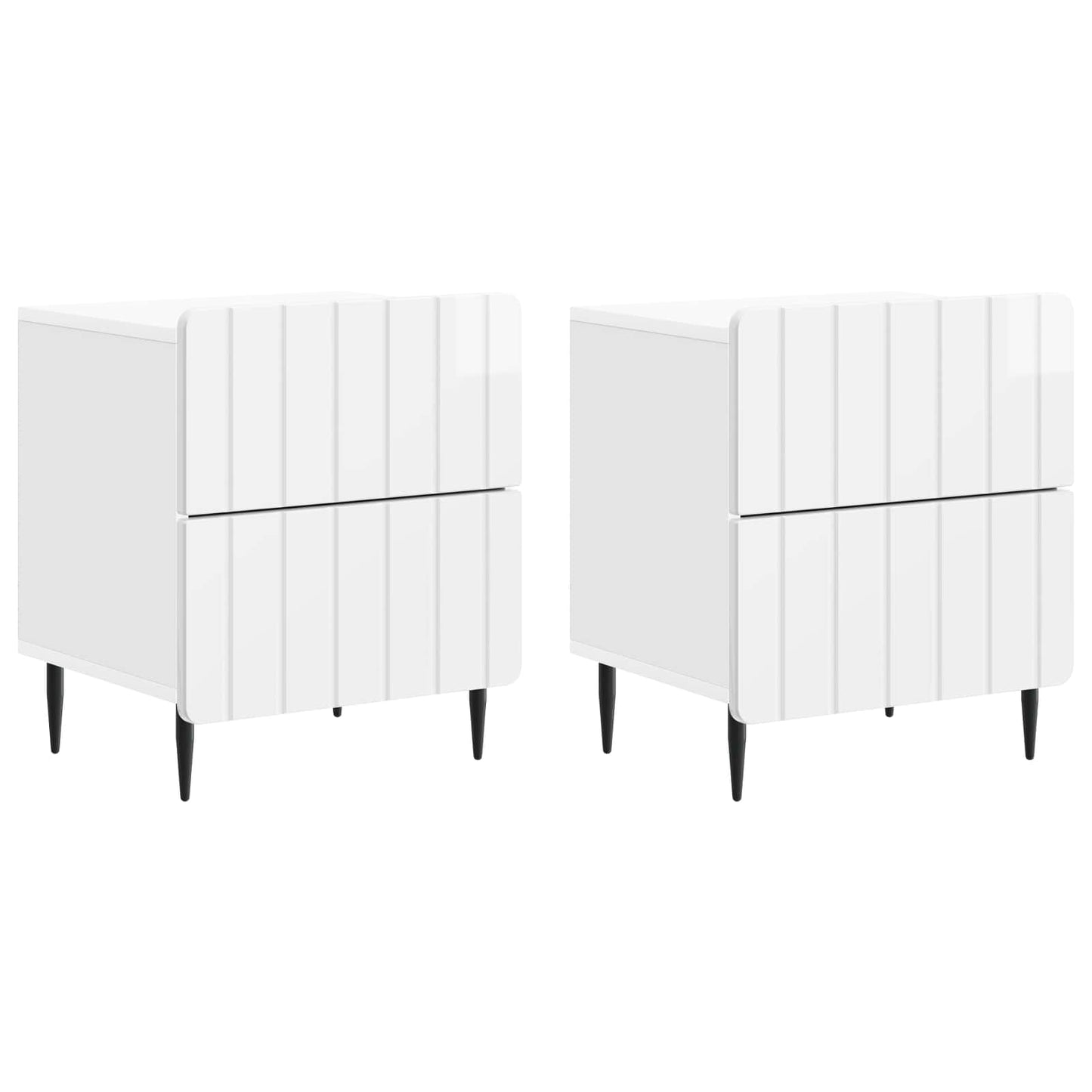Nattduksbord med låda 2 pcs Vit högglans 43 x 34,5 x 49,5 cm