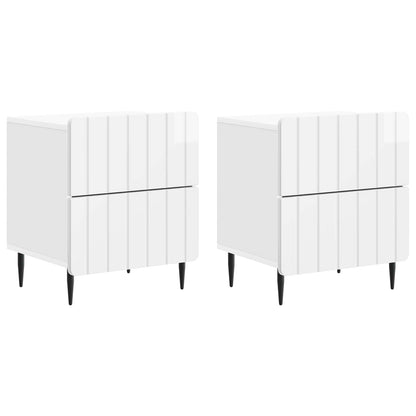 Nattduksbord med låda 2 pcs Vit högglans 43 x 34,5 x 49,5 cm