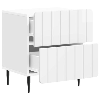 Nattduksbord med låda 2 pcs Vit högglans 43 x 34,5 x 49,5 cm