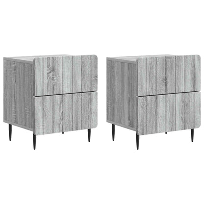 Nattduksbord med låda 2 pcs Grå sonoma-ek 43 x 34,5 x 49,5 cm