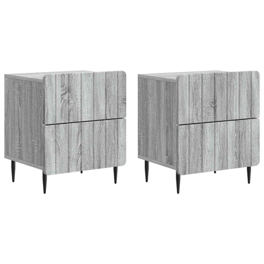 Nattduksbord med låda 2 pcs Grå sonoma-ek 43 x 34,5 x 49,5 cm