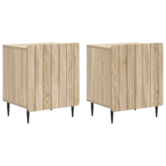 Nattduksbord 2 pcs Sonoma-ek 43 x 34,5 x 52 cm Konstruerat trä