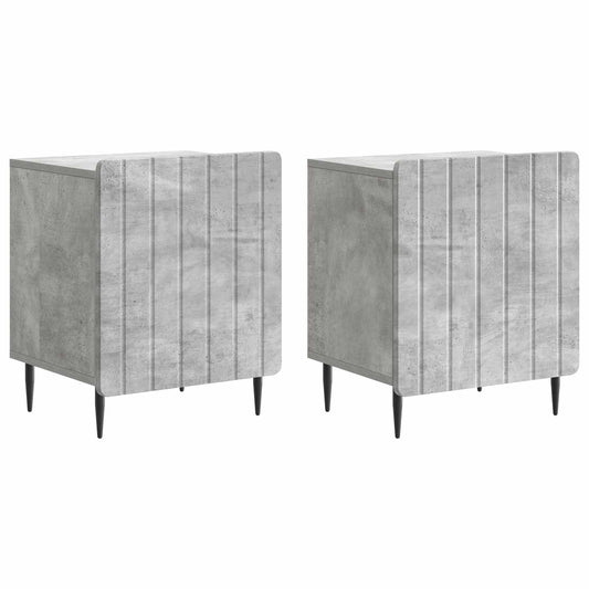 Nattduksbord 2 pcs Betonggrå 43 x 34,5 x 52 cm Konstruerat trä