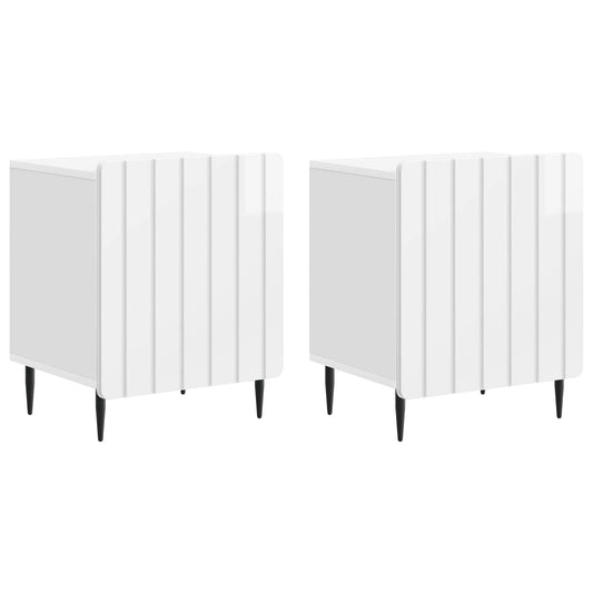 Nattduksbord 2 pcs Vit högglans 43 x 34,5 x 52 cm