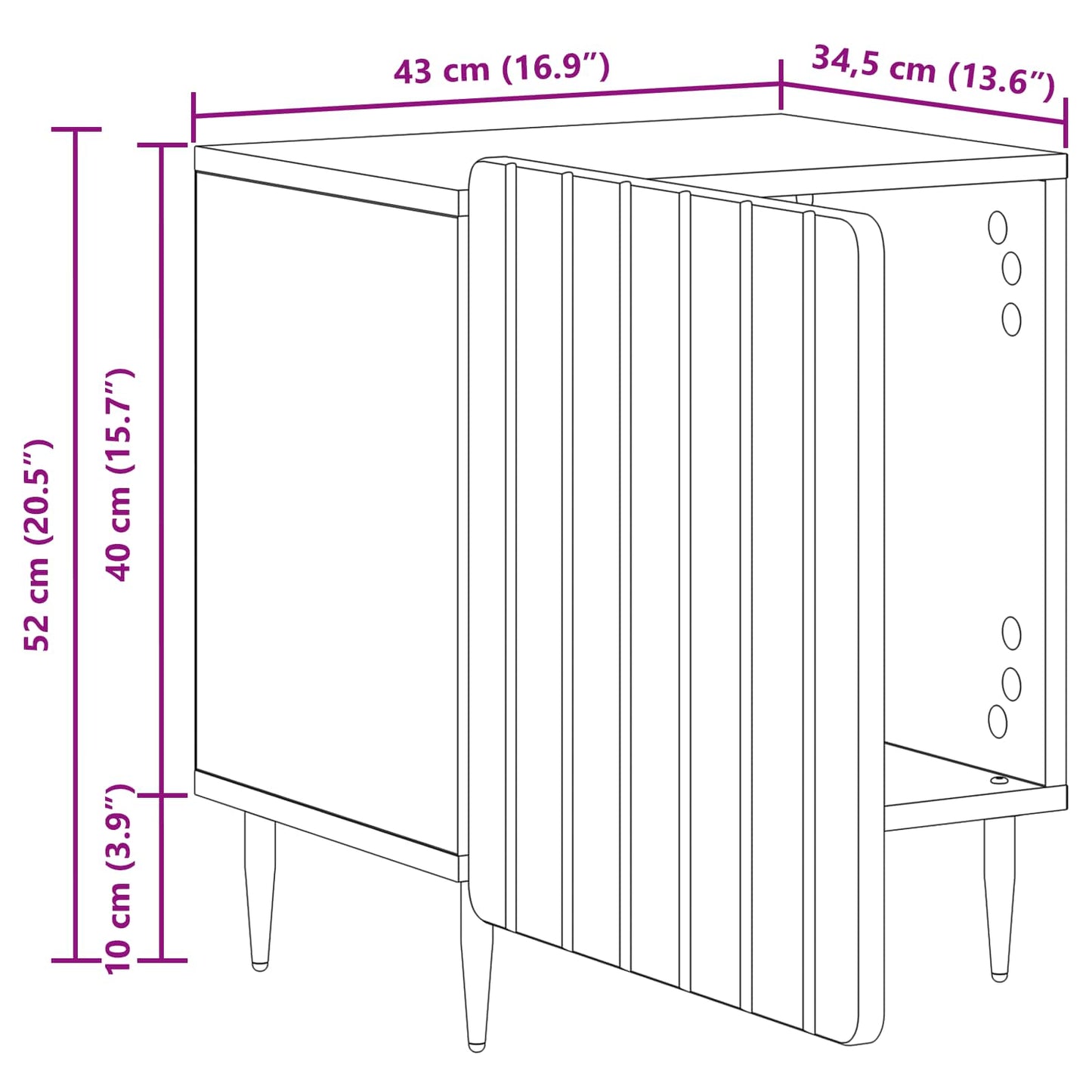 Nattduksbord 2 pcs Grå sonoma-ek 43 x 34,5 x 52 cm