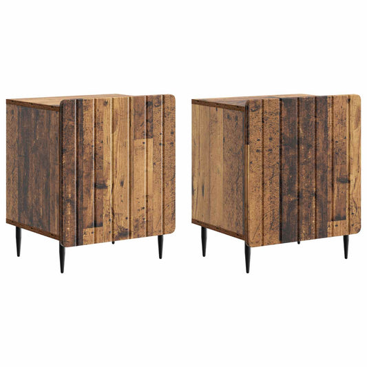 Nattduksbord 2 pcs Gammalt trä 43 x 34,5 x 52 cm