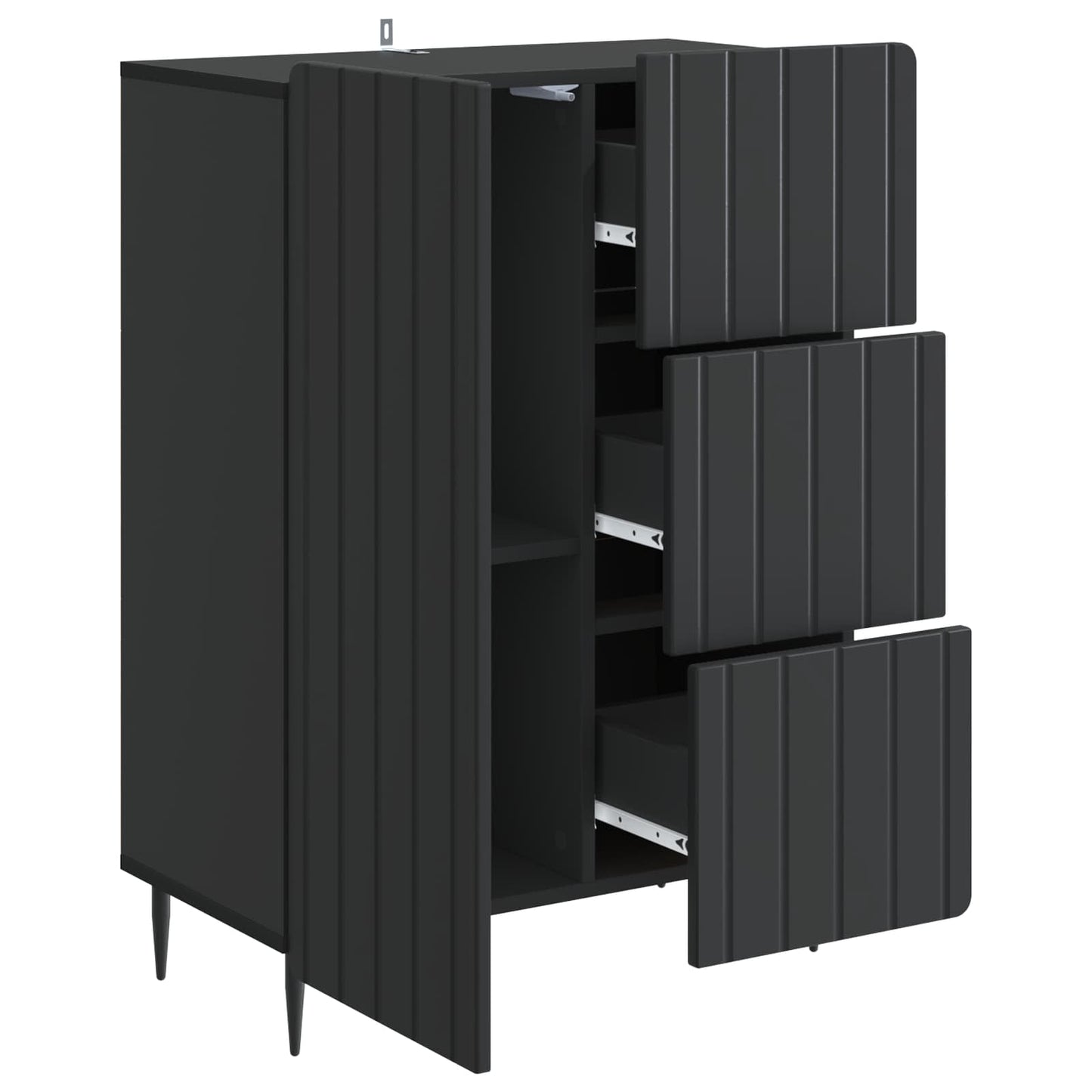 Sideboard med låda Svart 66 x 34,5 x 91,5 cm Konstruerat trä