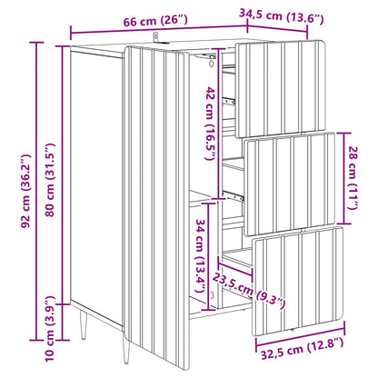 Sideboard Gammalt trä 66 x 34,5 x 91,5 cm Konstruerat trä