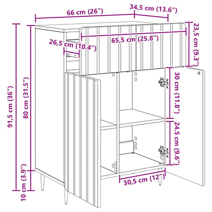 Sideboard Gammalt trä 66 x 34,5 x 92 cm Konstruerat trä