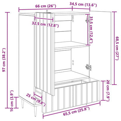 Sideboard med låda Svart 66 x 34,5 x 97 cm Konstruerat trä