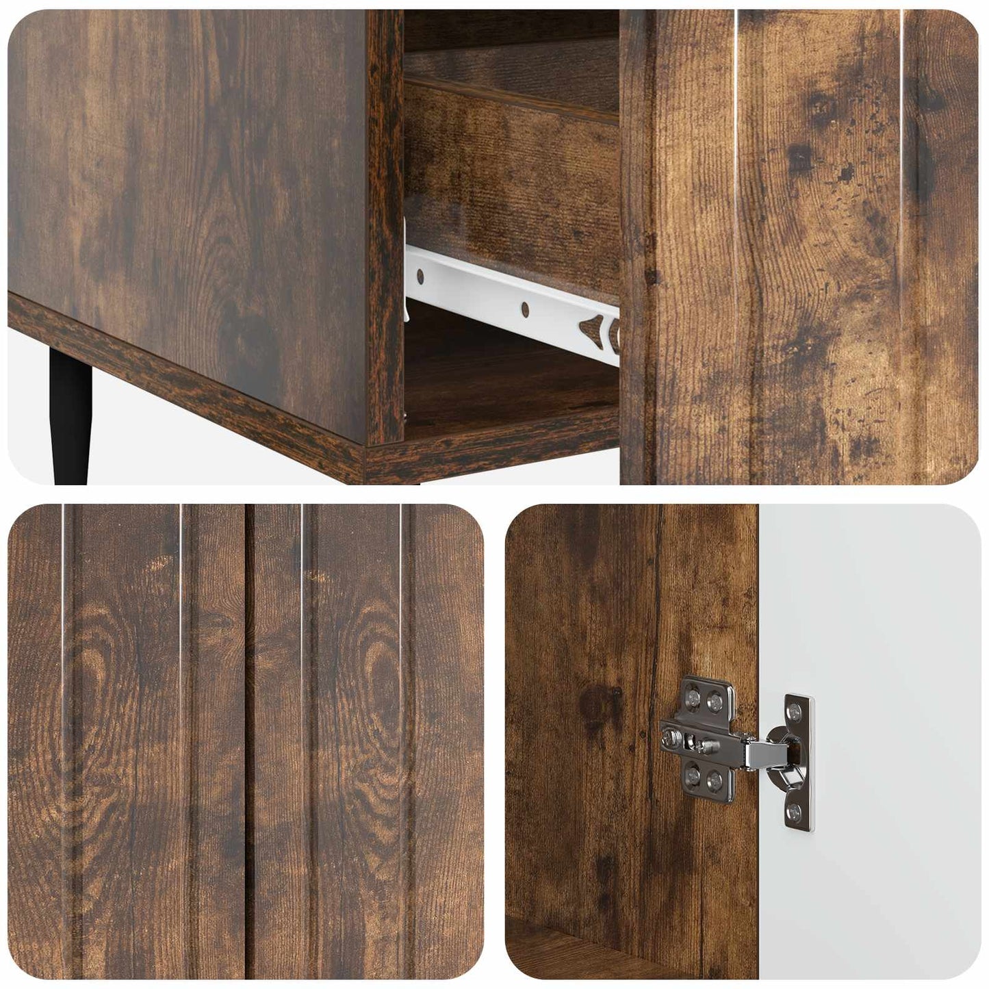 Sideboard med låda Rökt ek 66 x 34,5 x 97 cm Konstruerat trä