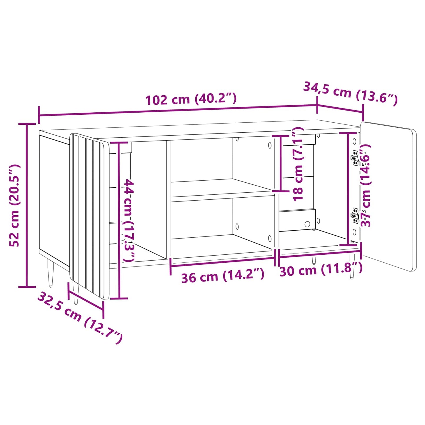 TV-skåp Vit högglans 102 x 34,5 x 52 cm Konstruerat trä