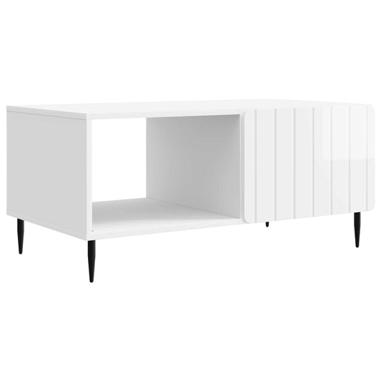 Kaffeebord Vit högglans 90 x 50 x 40 cm Konstruerat trä