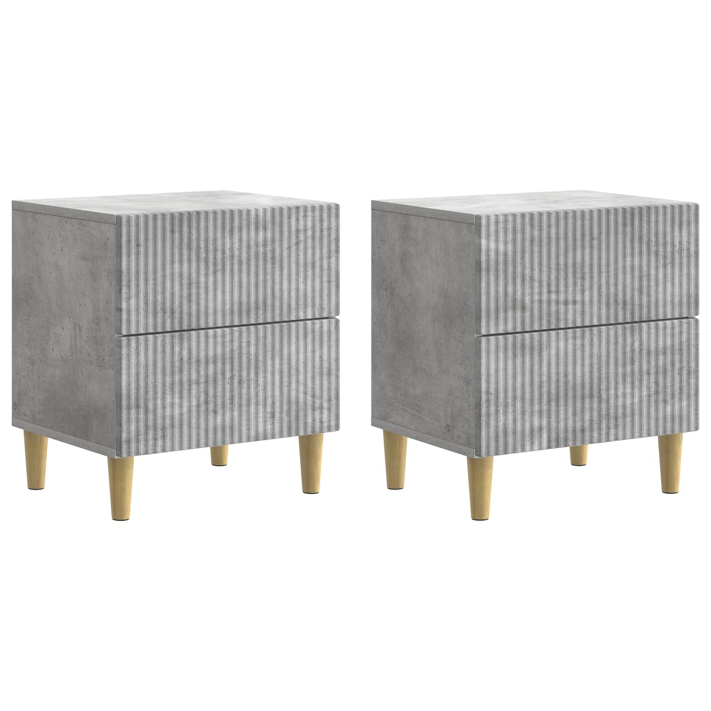 Nattduksbord 2 pcs Betonggrå 43 x 34,5 x 48 cm Konstruerat trä