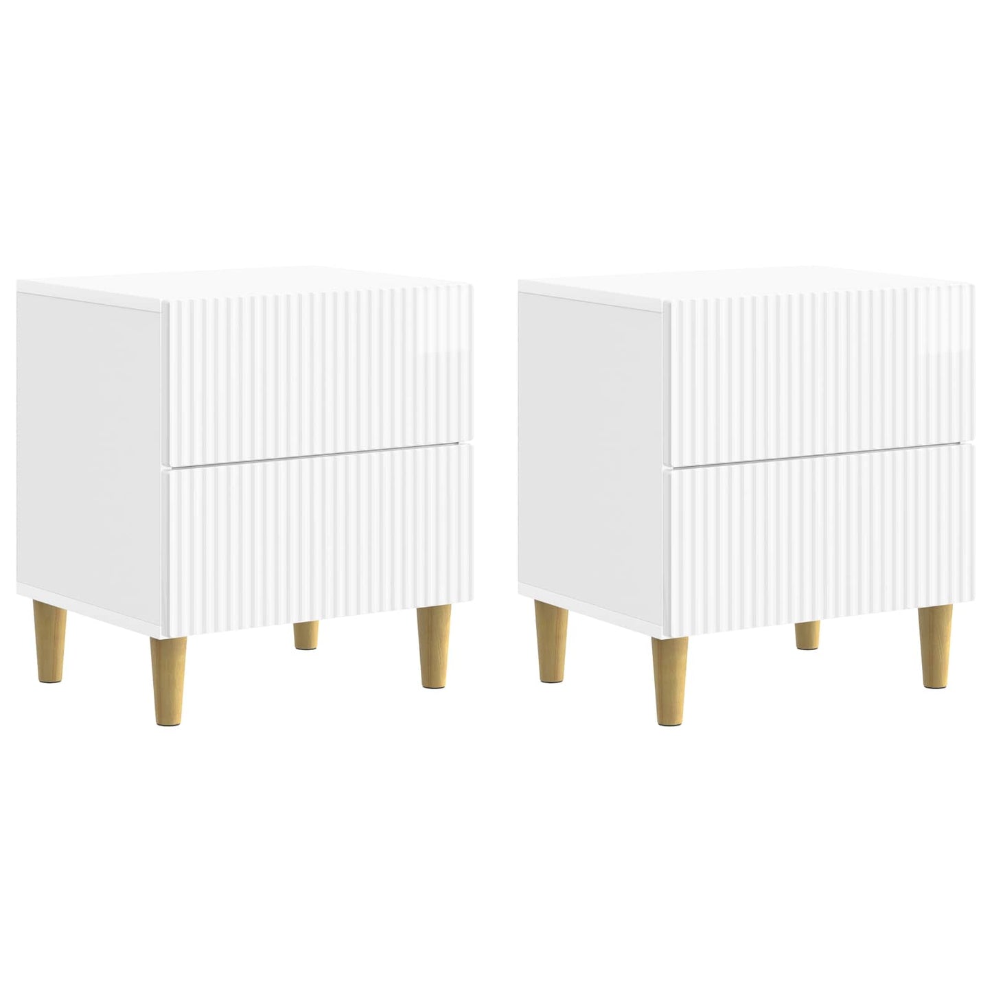 Nattduksbord med låda 2 pcs Vit högglans 43 x 34,5 x 48 cm