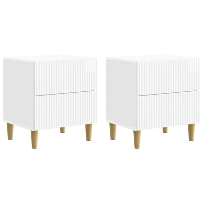 Nattduksbord med låda 2 pcs Vit högglans 43 x 34,5 x 48 cm