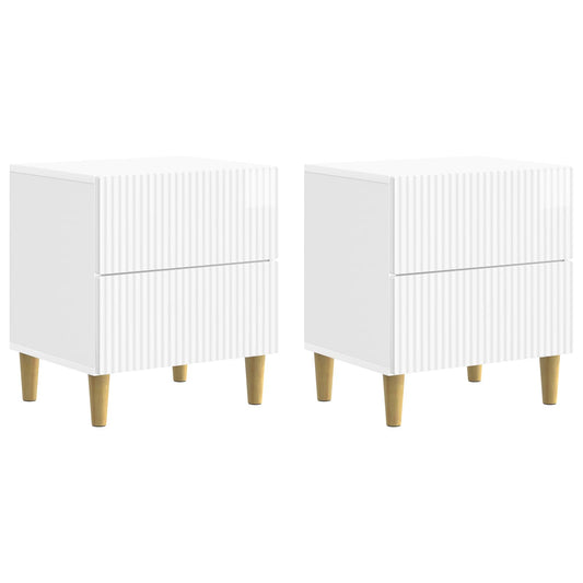 Nattduksbord med låda 2 pcs Vit högglans 43 x 34,5 x 48 cm